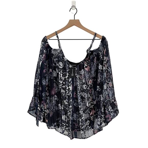 NEW INC Printed Cold Shoulder Top Cordelia Patch Plus Size 0X NWT Floral Paisley - Picture 3 of 6